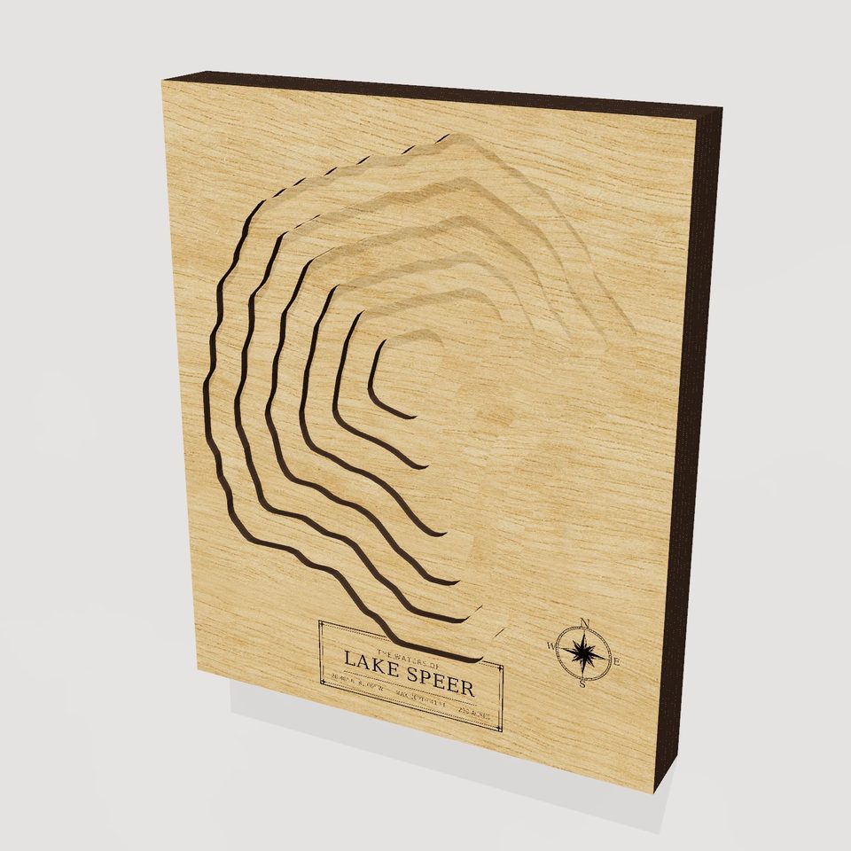 Lake Speer 3D wood map, hero view