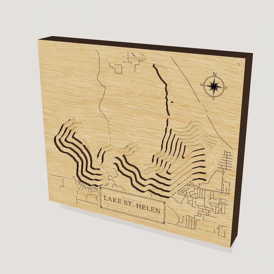 Lake St. Helen 3D wood map, hero view