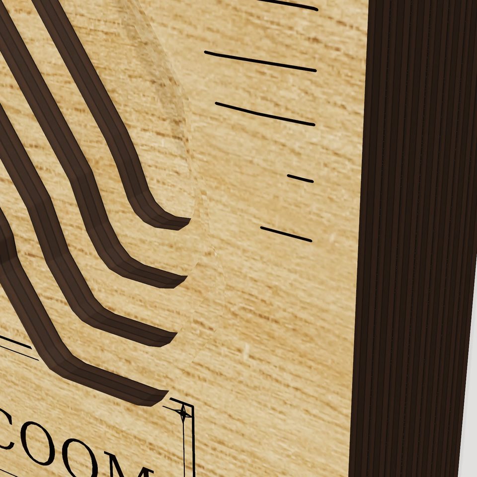Lake Steilacoom 3D wood map, detail view