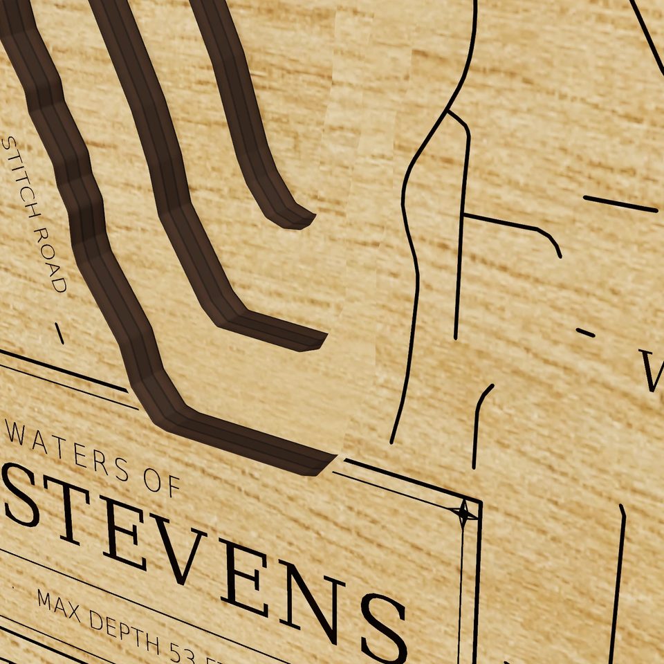 Lake Stevens 3D wood map, detail view