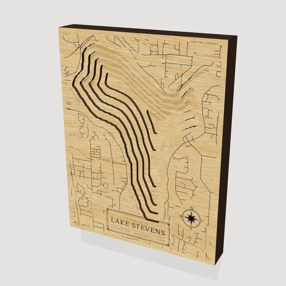 Lake Stevens 3D wood map, hero view