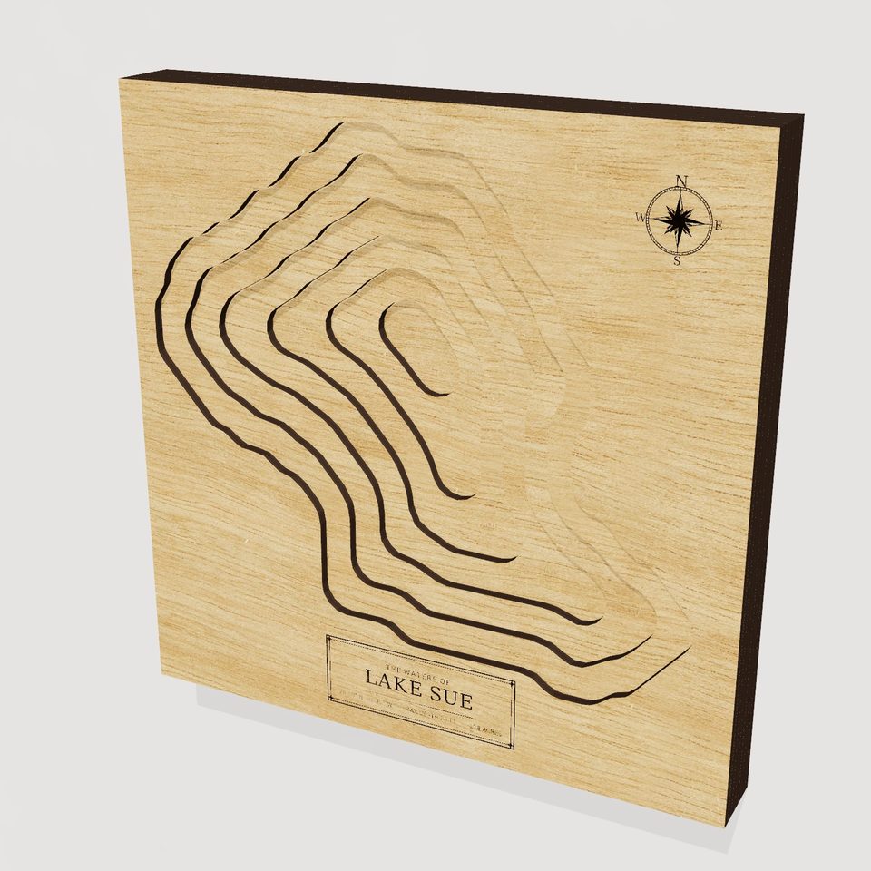 Lake Sue 3D wood map, hero view