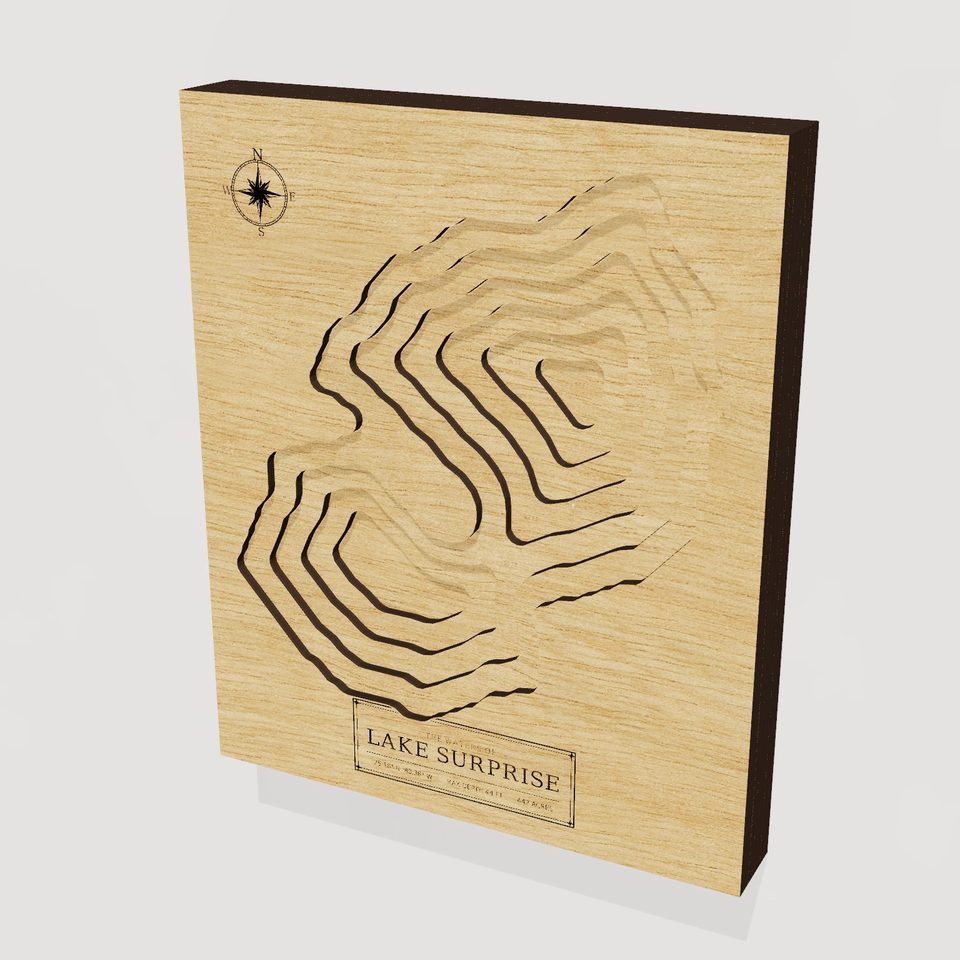 Lake Surprise 3D wood map, hero view