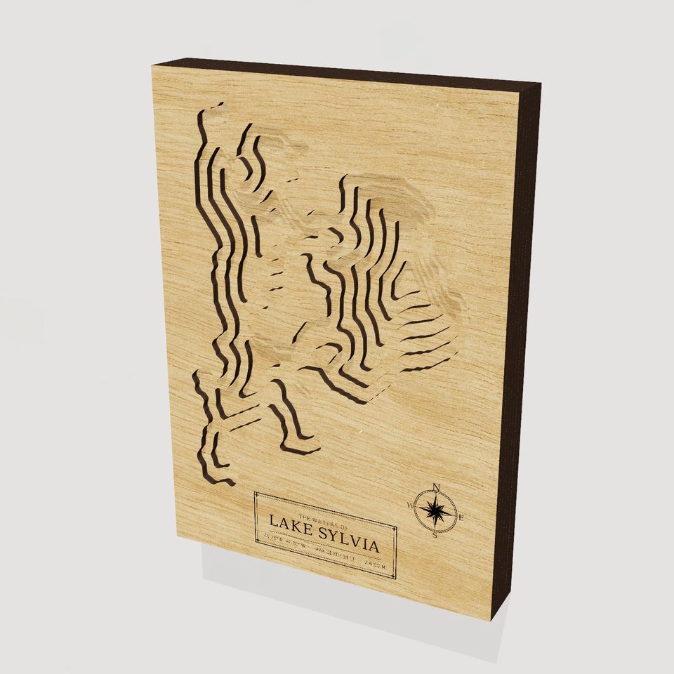 Lake Sylvia 3D wood map, hero view