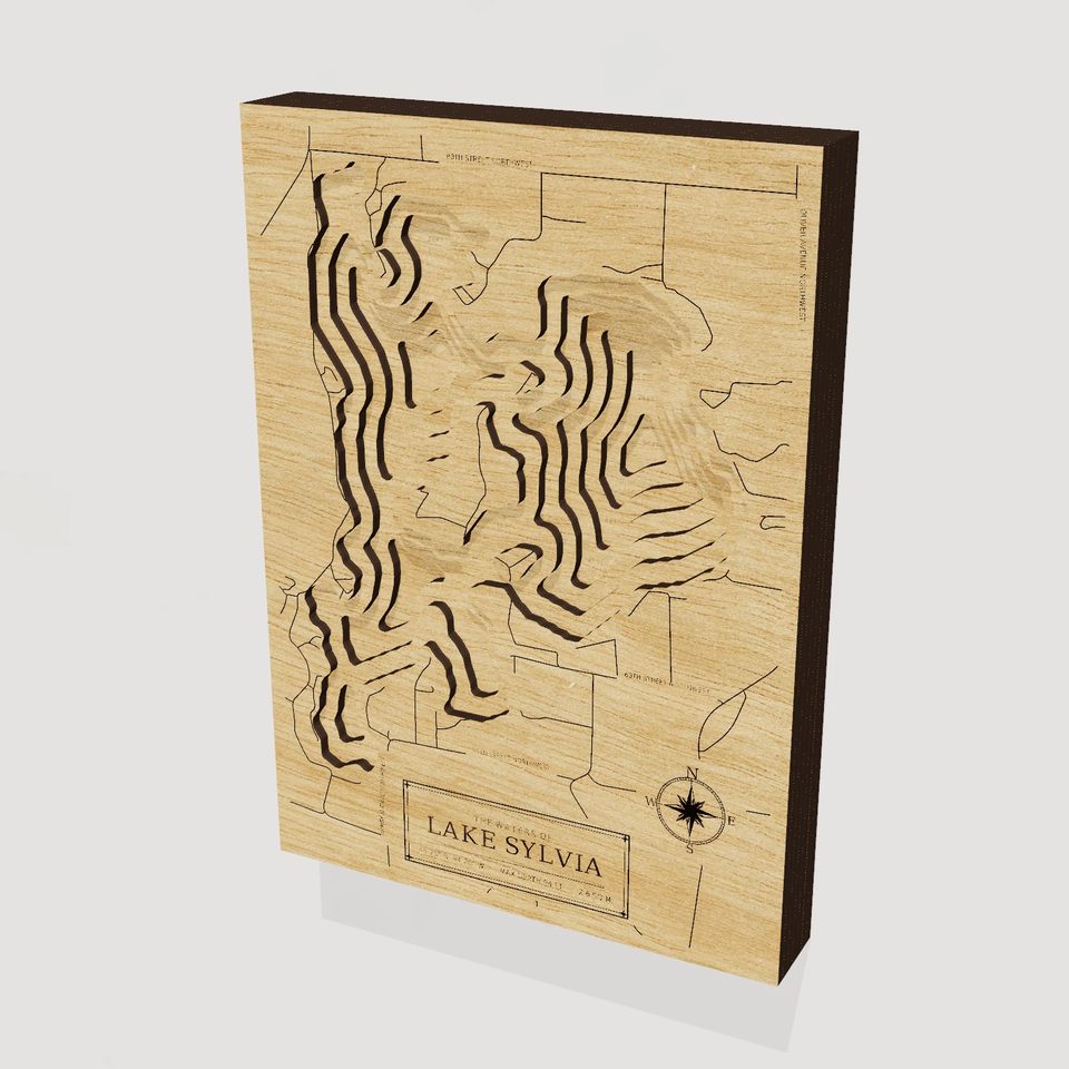 Lake Sylvia 3D wood map, hero view