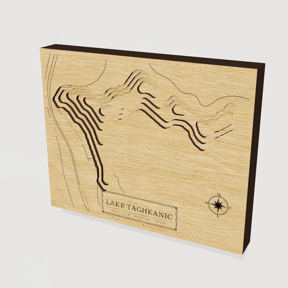 Lake Taghkanic 3D wood map, hero view