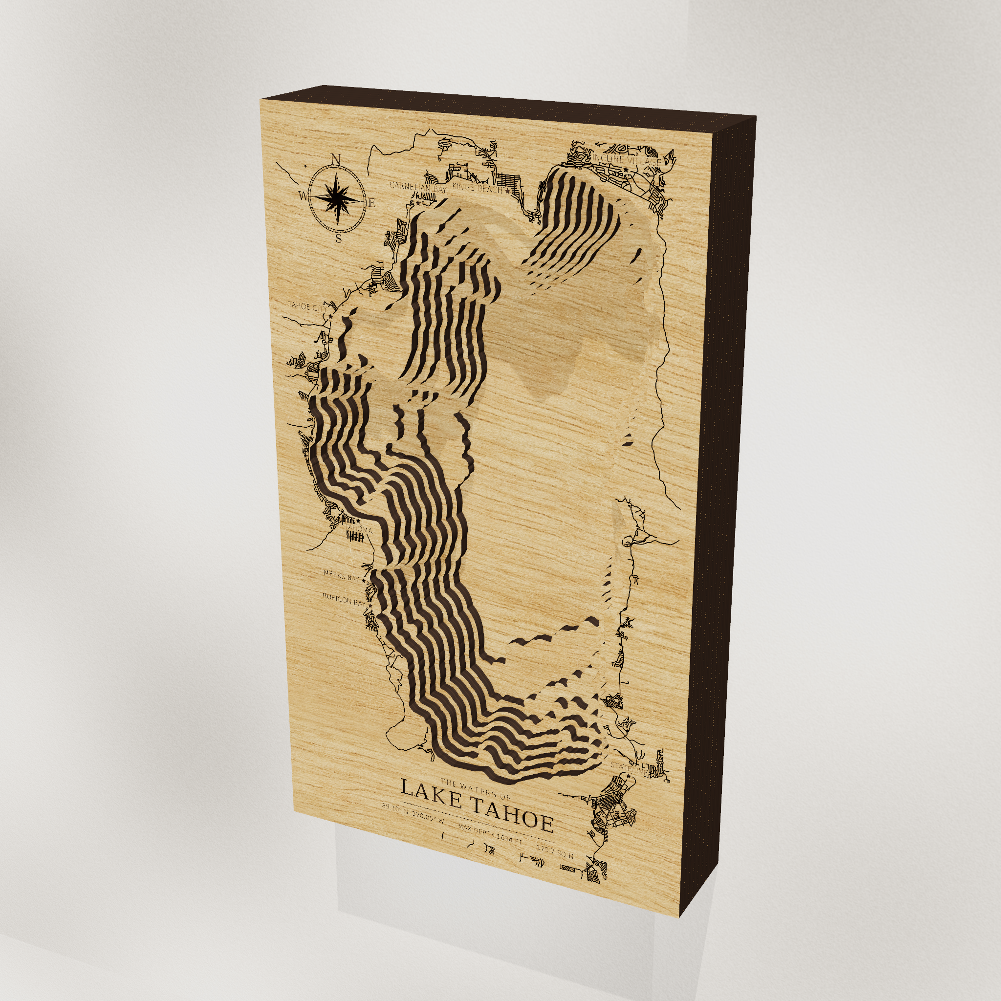 Lake Tahoe wood map