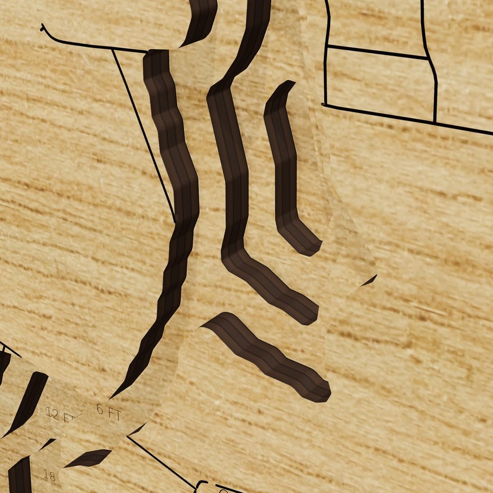 Lake Tappan 3D wood map, detail view
