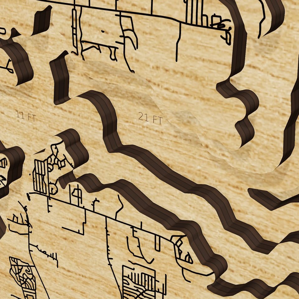 Lake Tawakoni 3D wood map, detail view