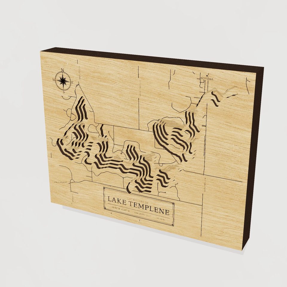 Lake Templene 3D wood map, hero view