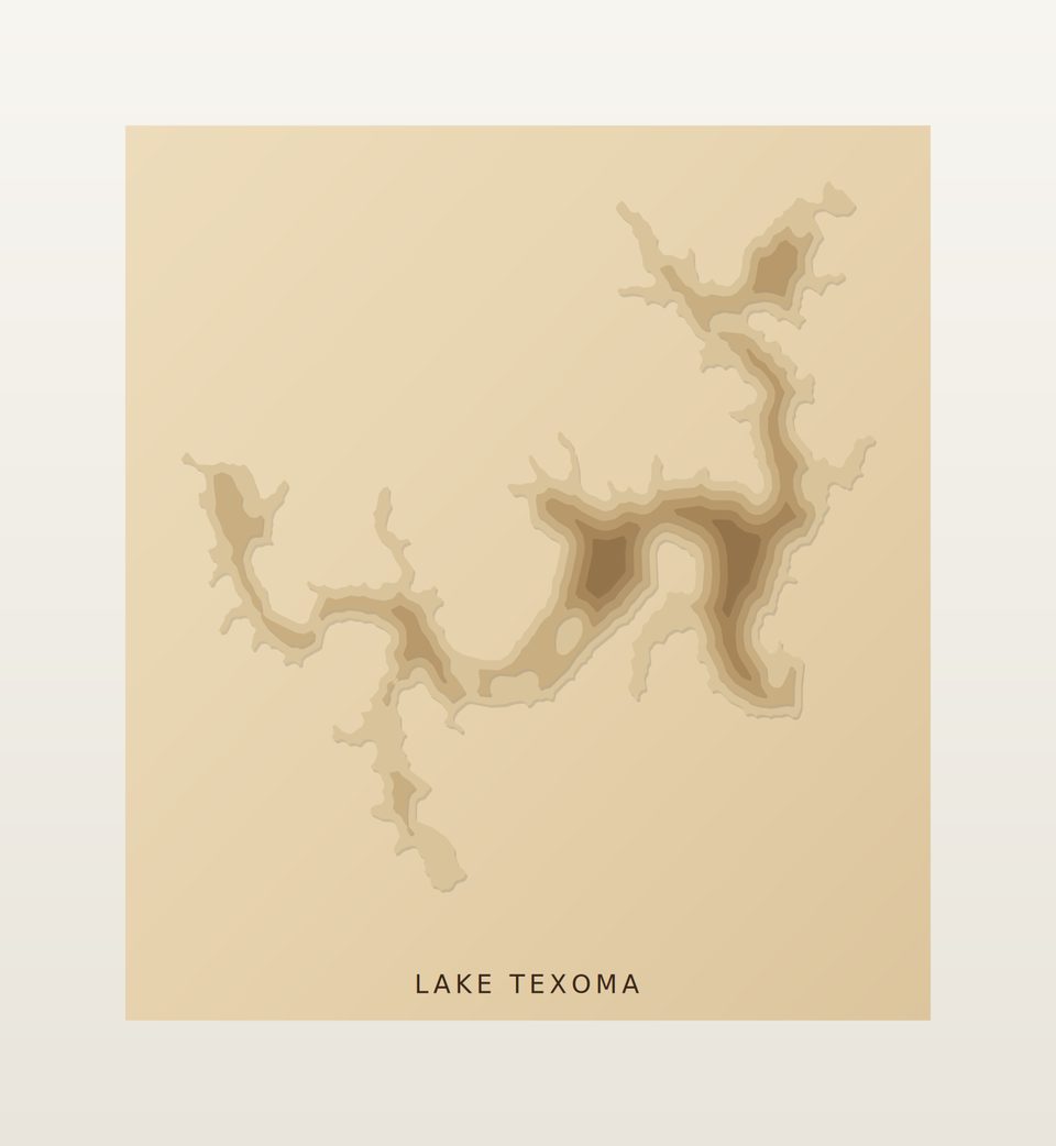 Lake Texoma 3D wood map, preview view