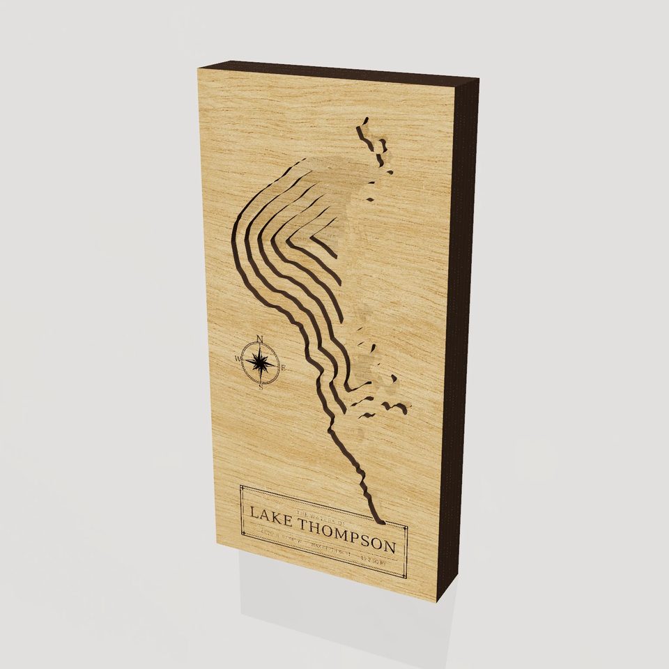 Lake Thompson 3D wood map, hero view
