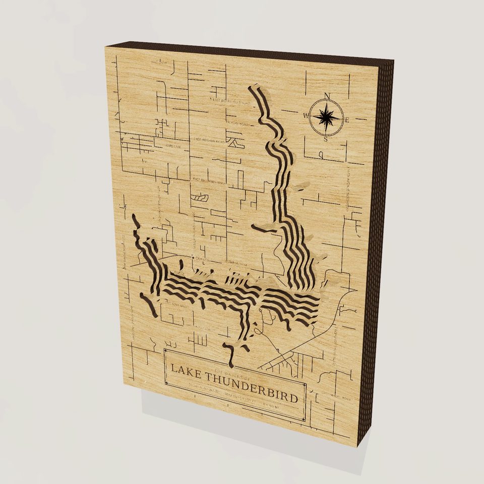 Lake Thunderbird 3D wood map, hero view