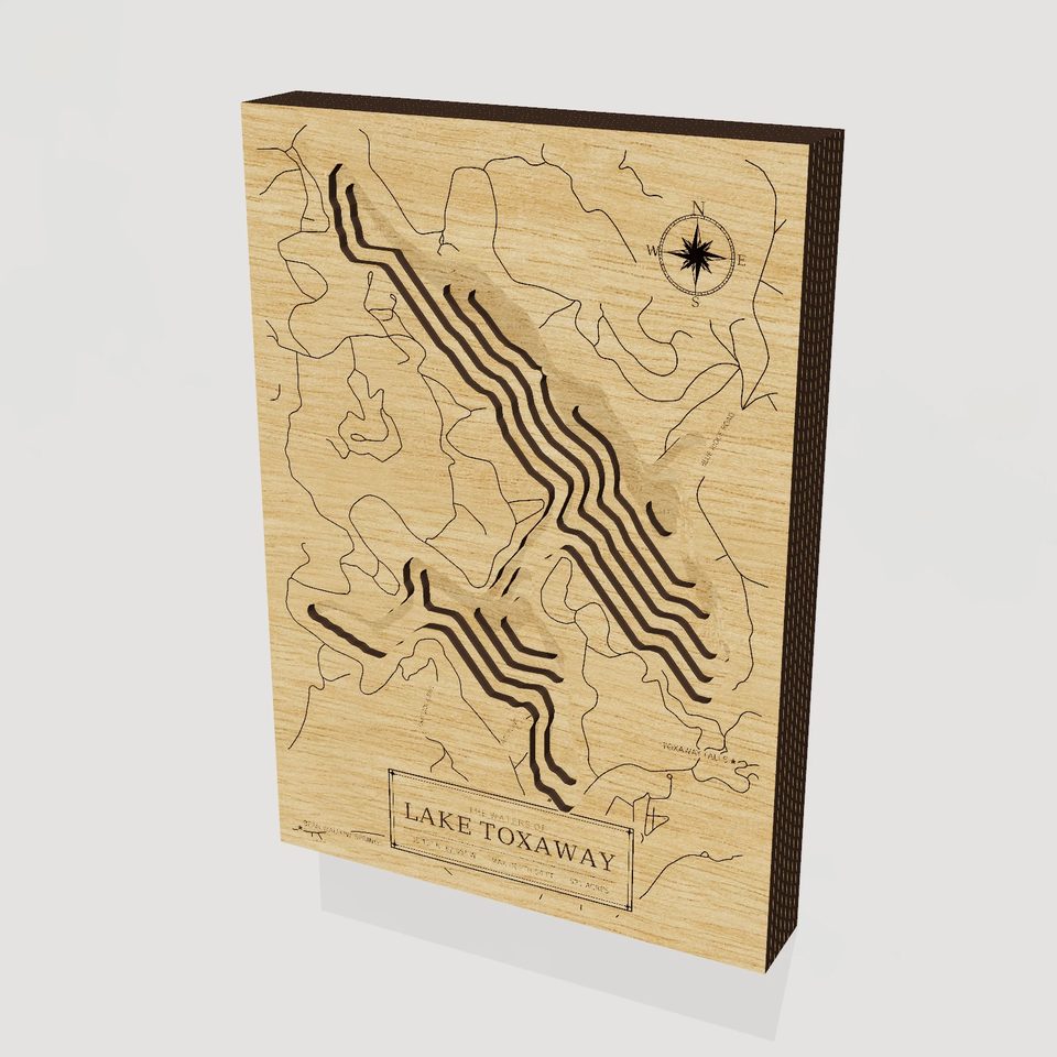 Lake Toxaway 3D wood map, hero view