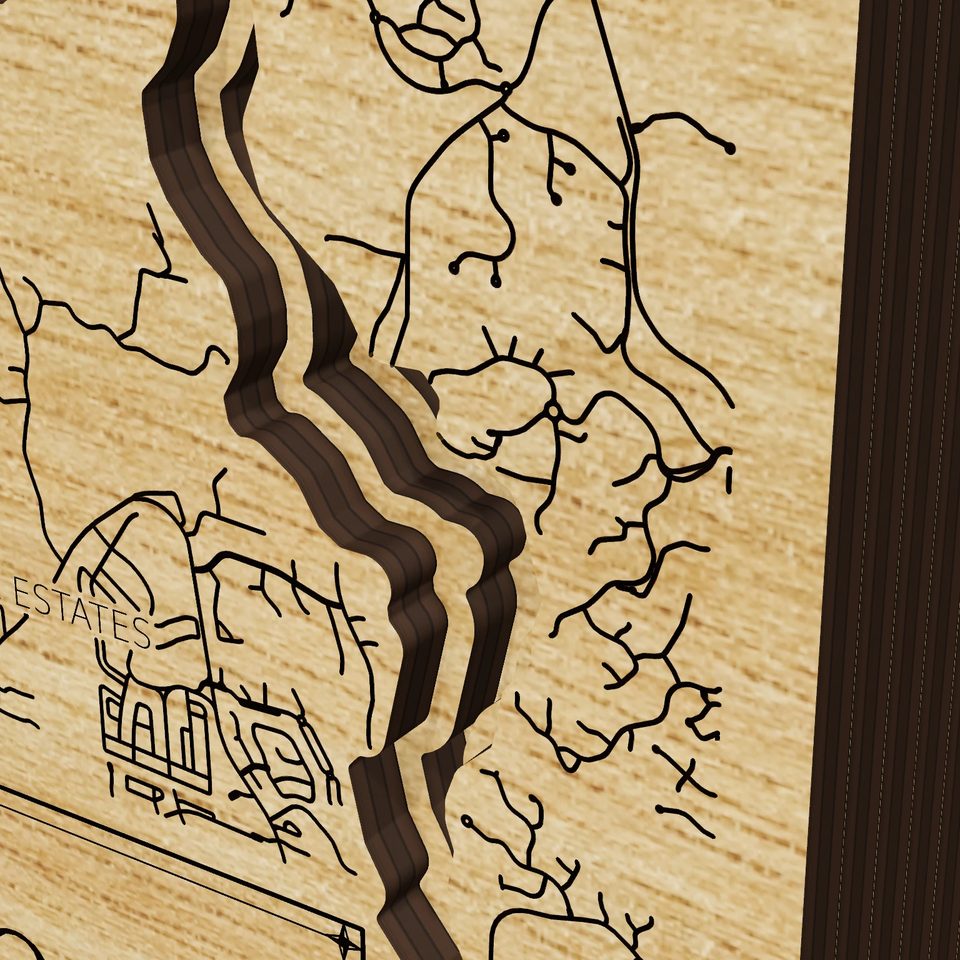 Lake Tuscaloosa 3D wood map, detail view