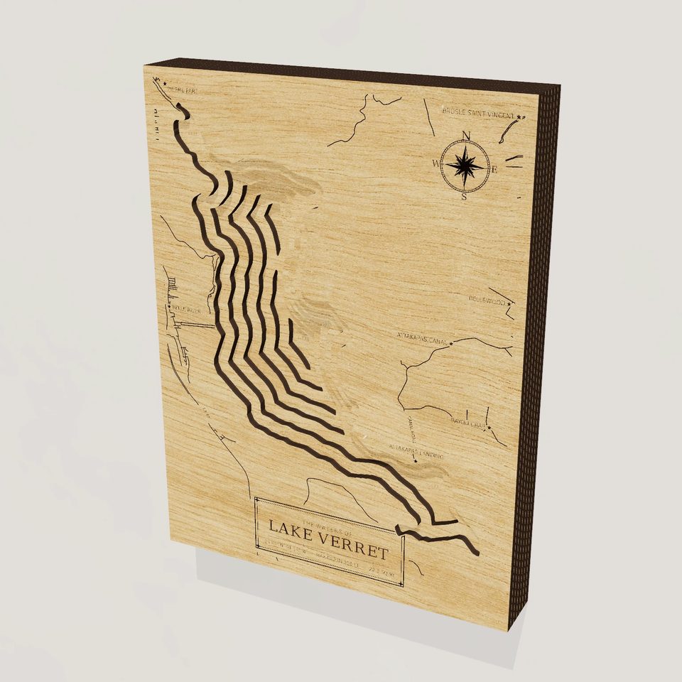 Lake Verret 3D wood map, hero view