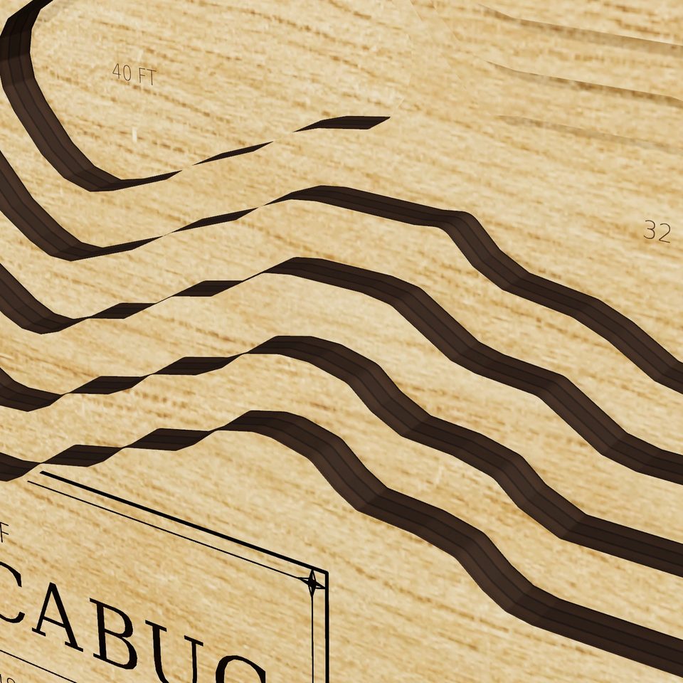 Lake Waccabuc 3D wood map, detail view