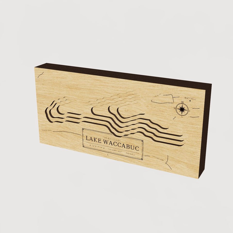 Lake Waccabuc 3D wood map, hero view