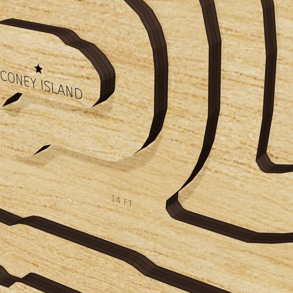 Lake Waconia 3D wood map, detail view