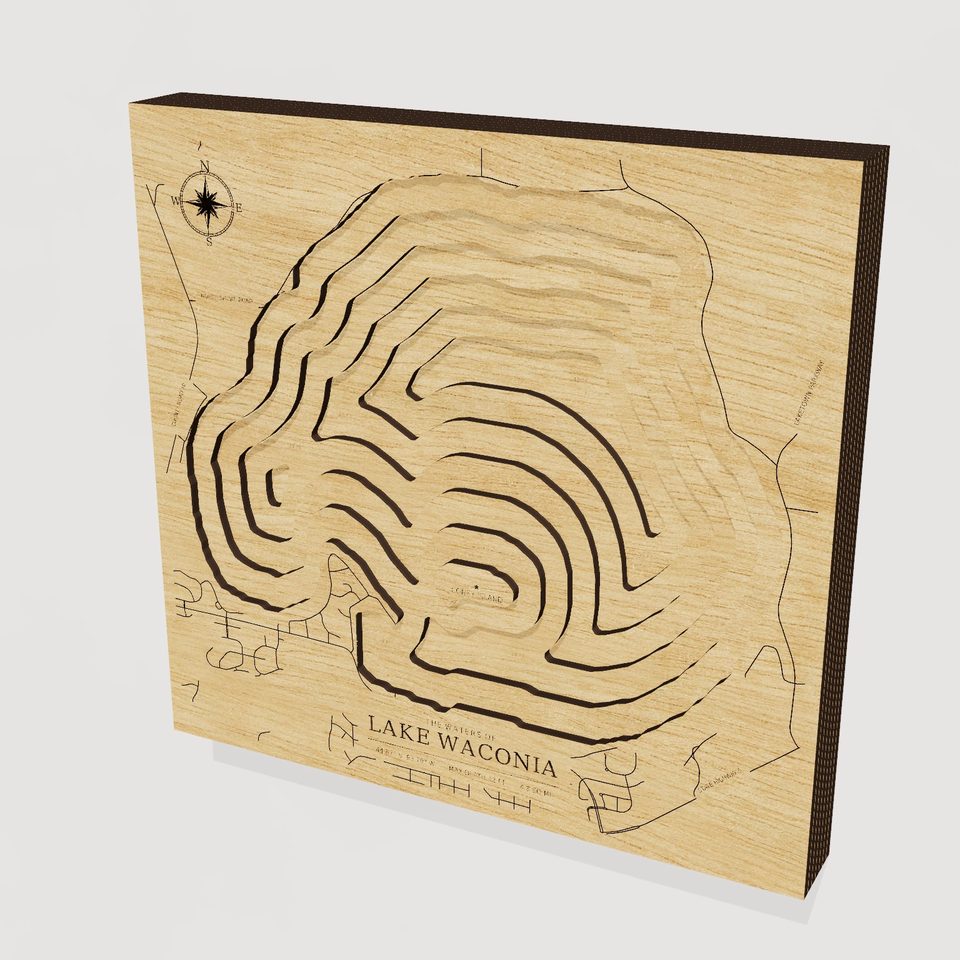 Lake Waconia 3D wood map, hero view