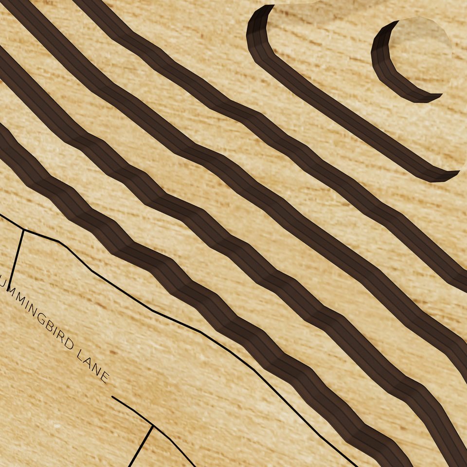 Lake Wallenpaupack 3D wood map, detail view