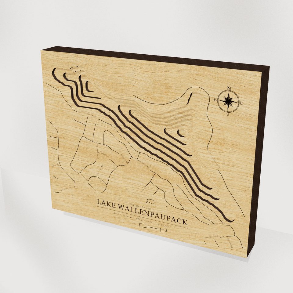 Lake Wallenpaupack 3D wood map, hero view