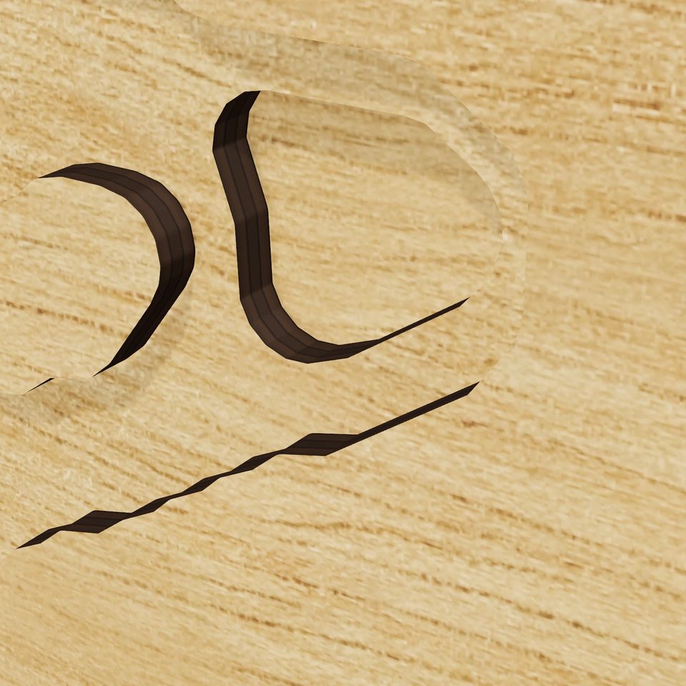 Lake Wampanoag 3D wood map, detail view