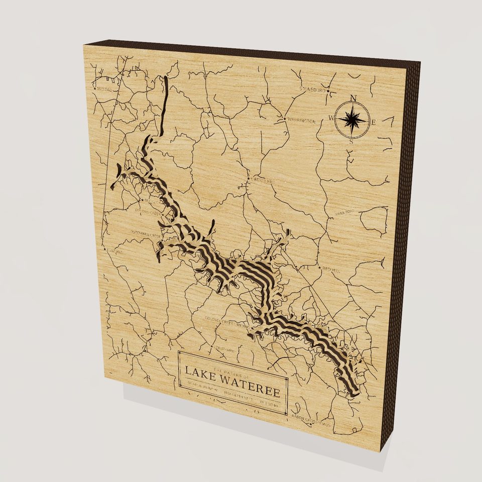 Lake Wateree 3D wood map, hero view