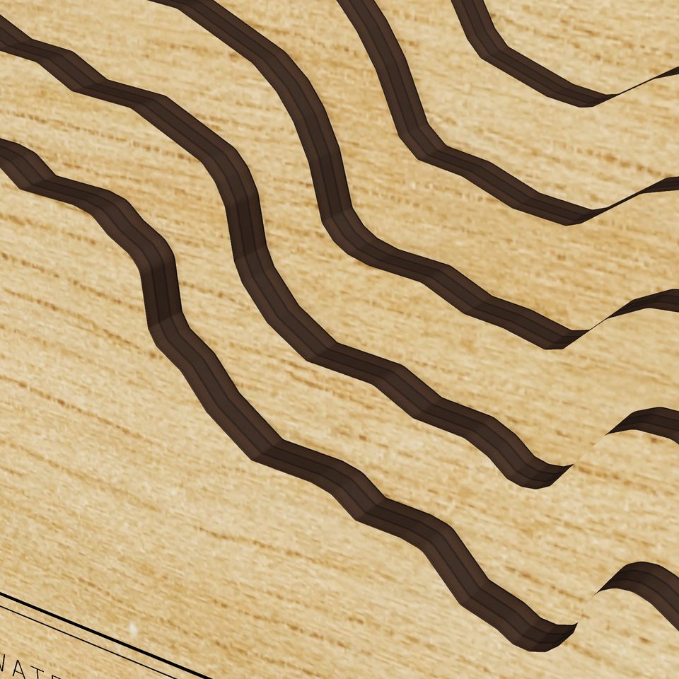 Lake Waukewan 3D wood map, detail view