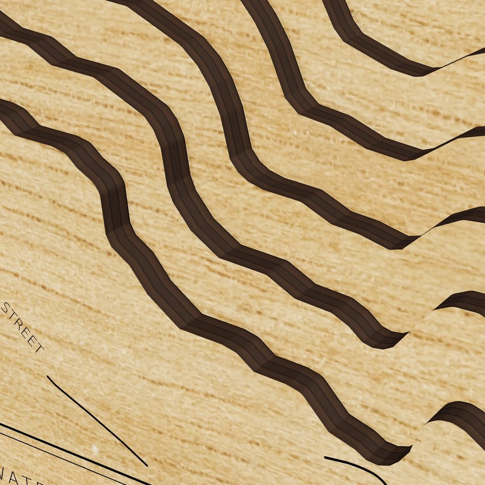 Lake Waukewan 3D wood map, detail view