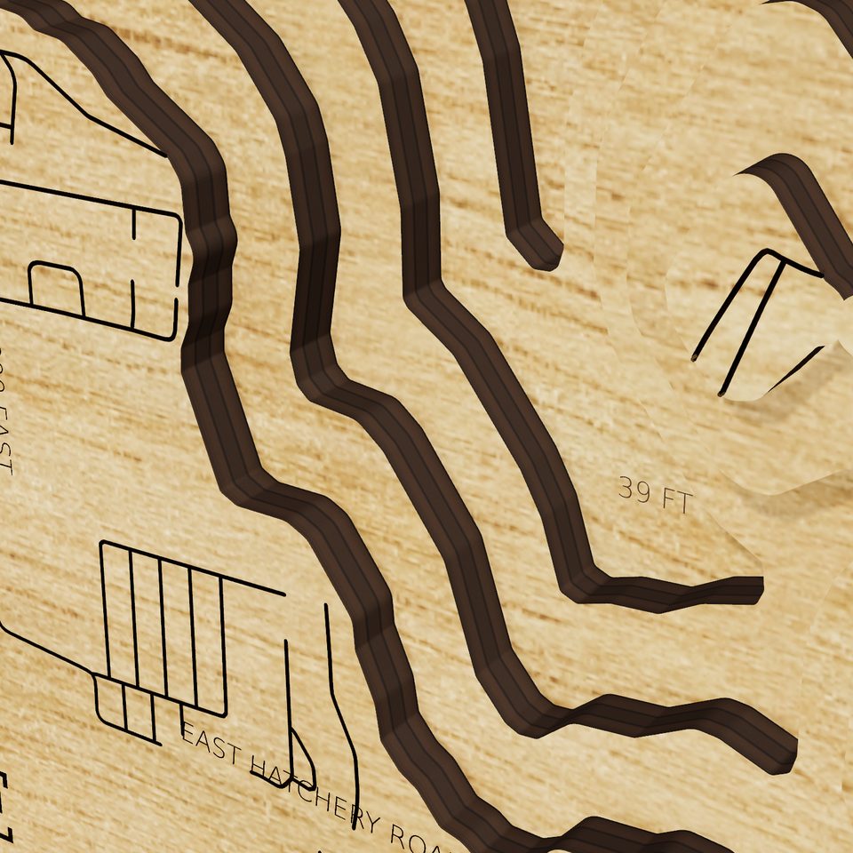 Lake Wawasee 3D wood map, detail view