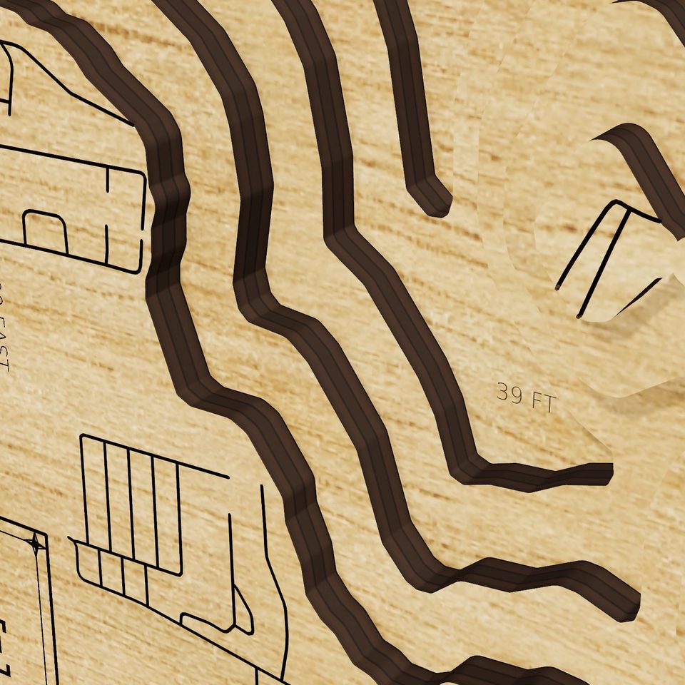Lake Wawasee 3D wood map, detail view