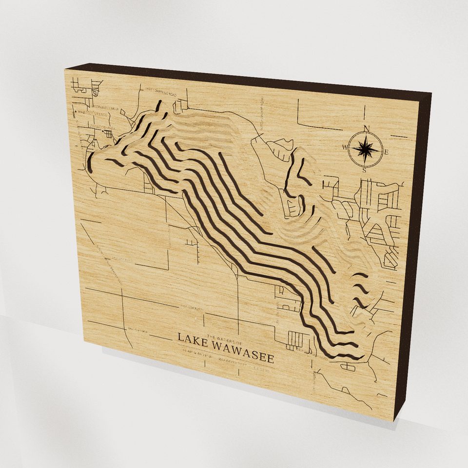 Lake Wawasee 3D wood map, hero view
