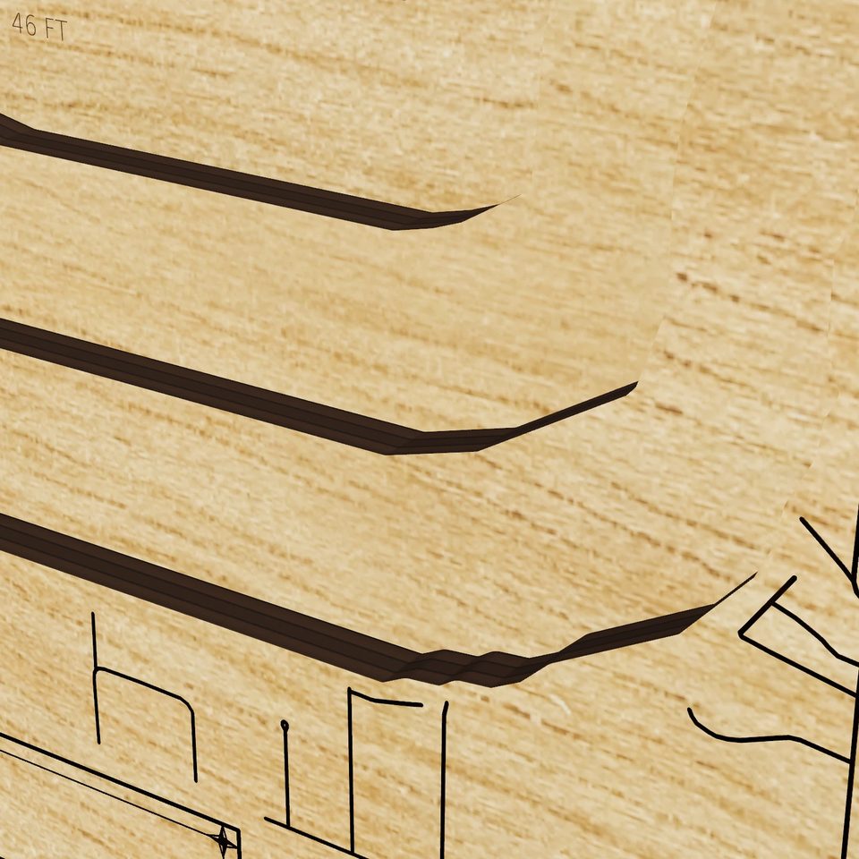 Lake Weir 3D wood map, detail view