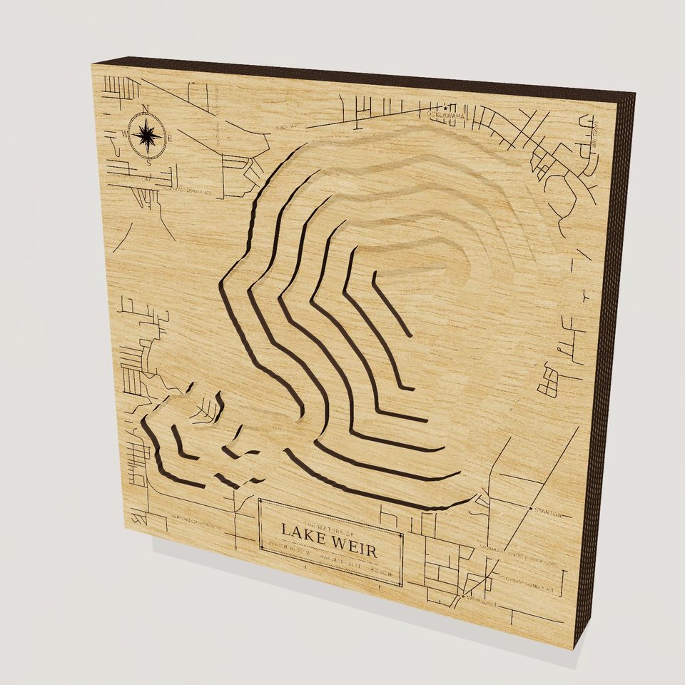 Lake Weir 3D wood map, hero view