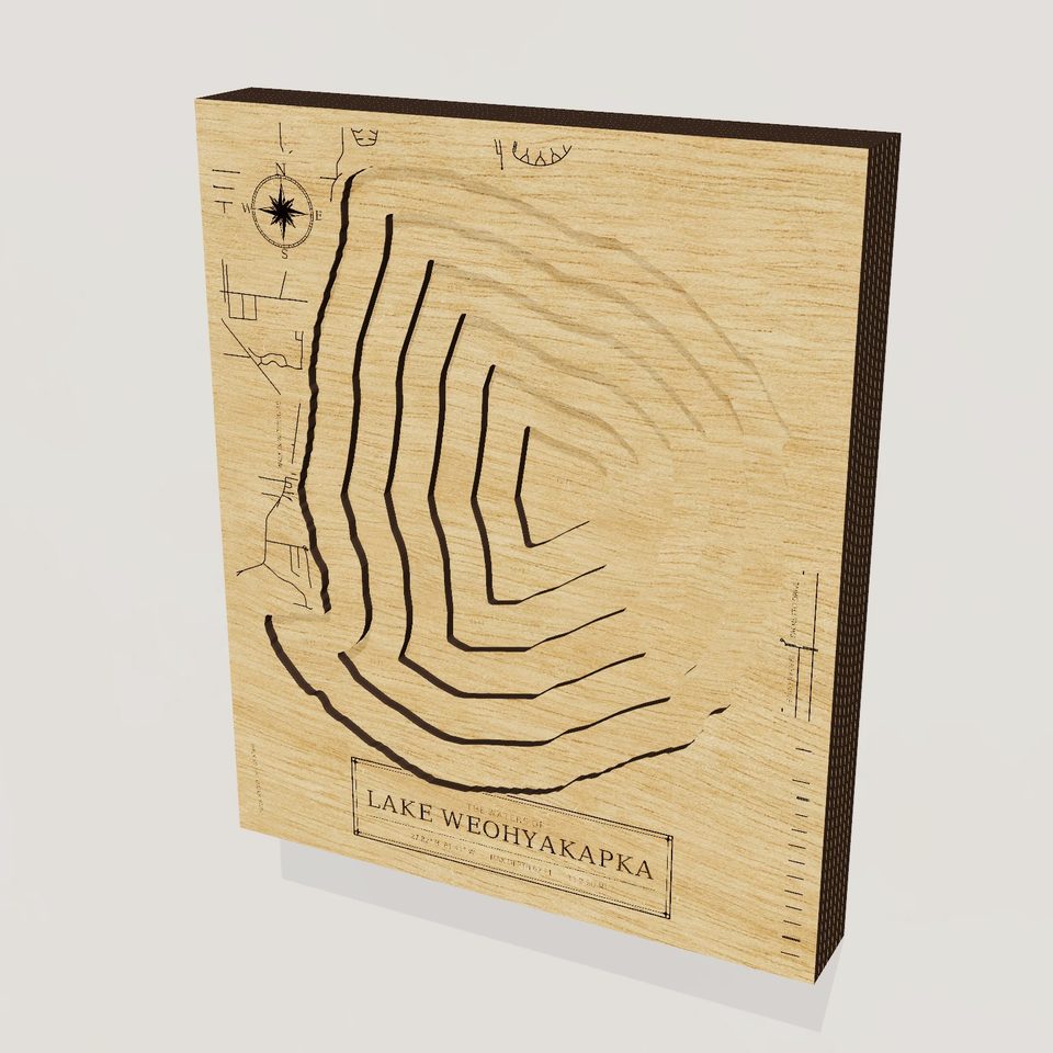 Lake Weohyakapka 3D wood map, hero view