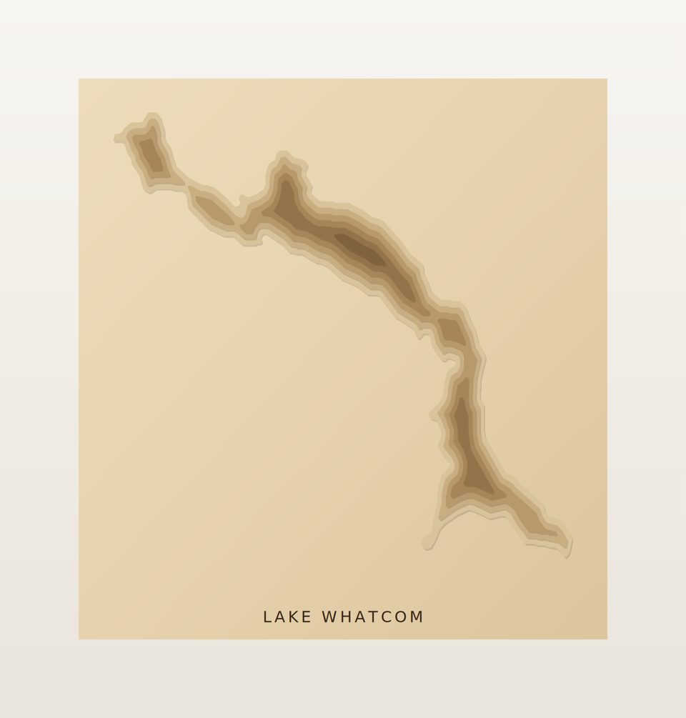 Lake Whatcom 3D wood map, preview view