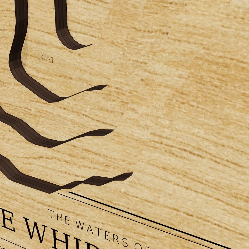 Lake Whippoorwill 3D wood map, detail view