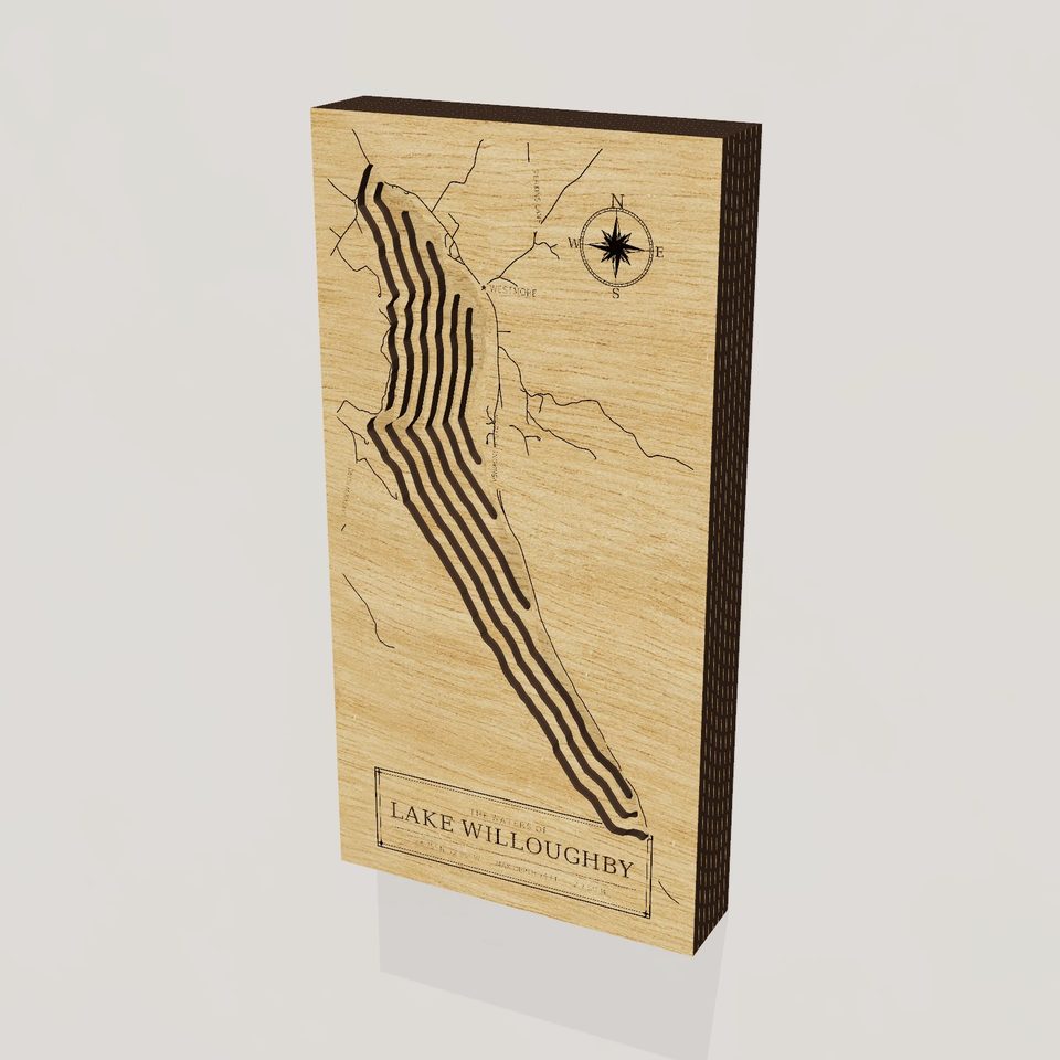 Lake Willoughby 3D wood map, hero view