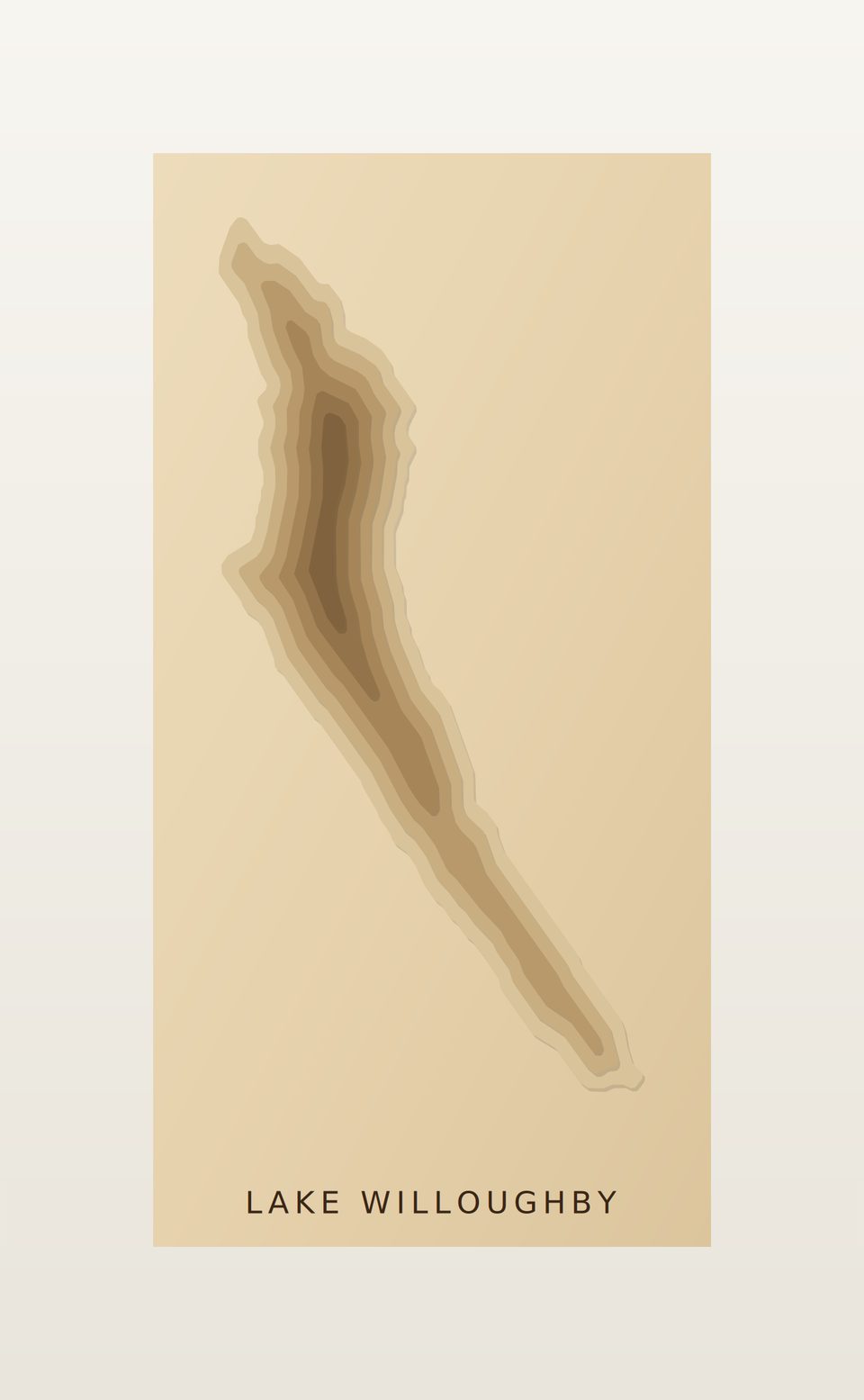 Lake Willoughby 3D wood map, preview view