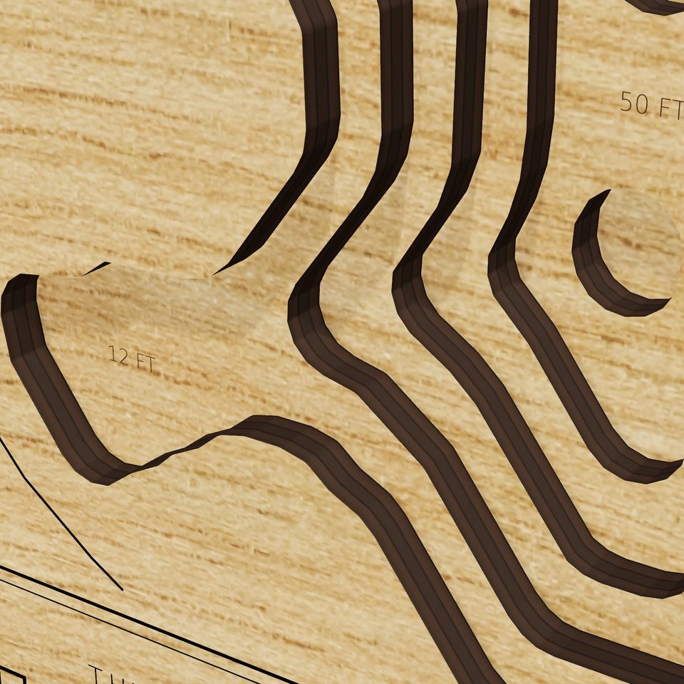 Lake Winchester 3D wood map, detail view