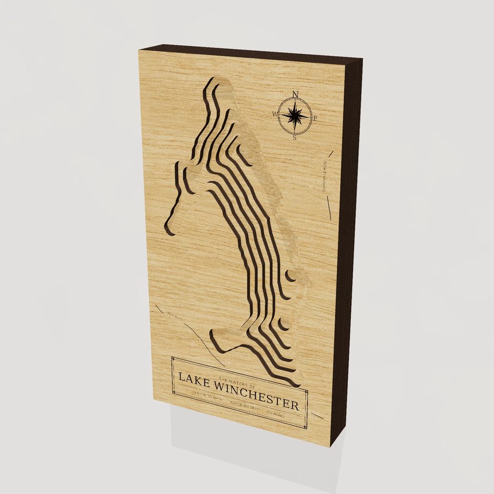 Lake Winchester 3D wood map, hero view