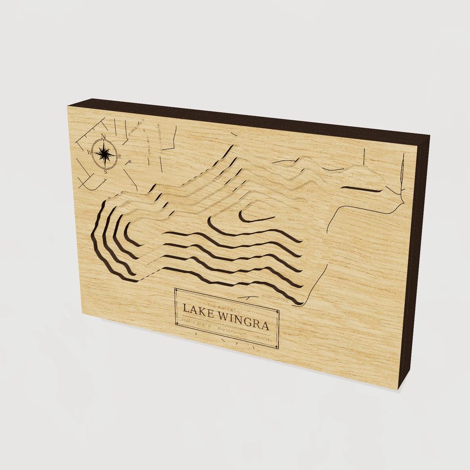 Lake Wingra 3D wood map, hero view