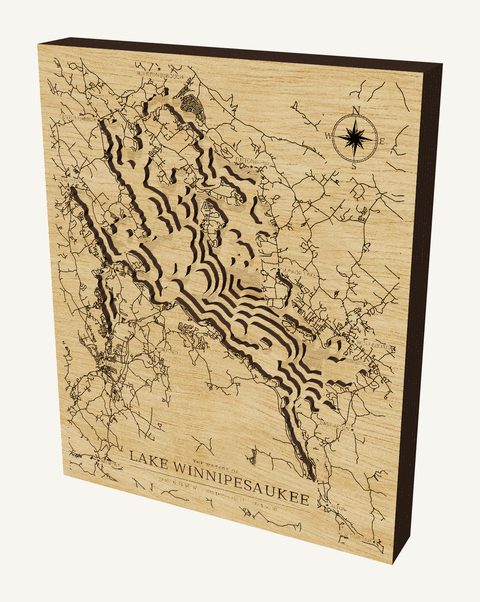 Lake Winnipesaukee wood map