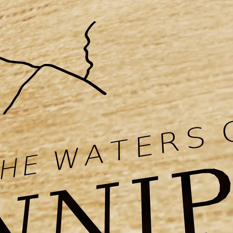 Lake Winnipesaukee 3D wood map, title view