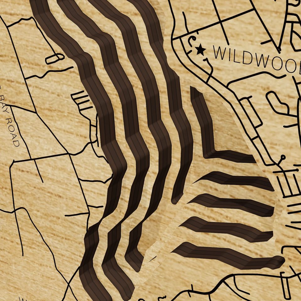 Lake Winnisquam 3D wood map, detail view