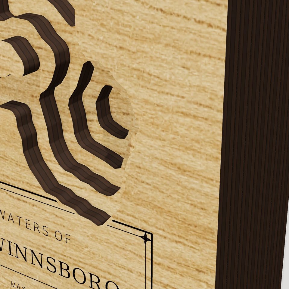 Lake Winnsboro 3D wood map, detail view
