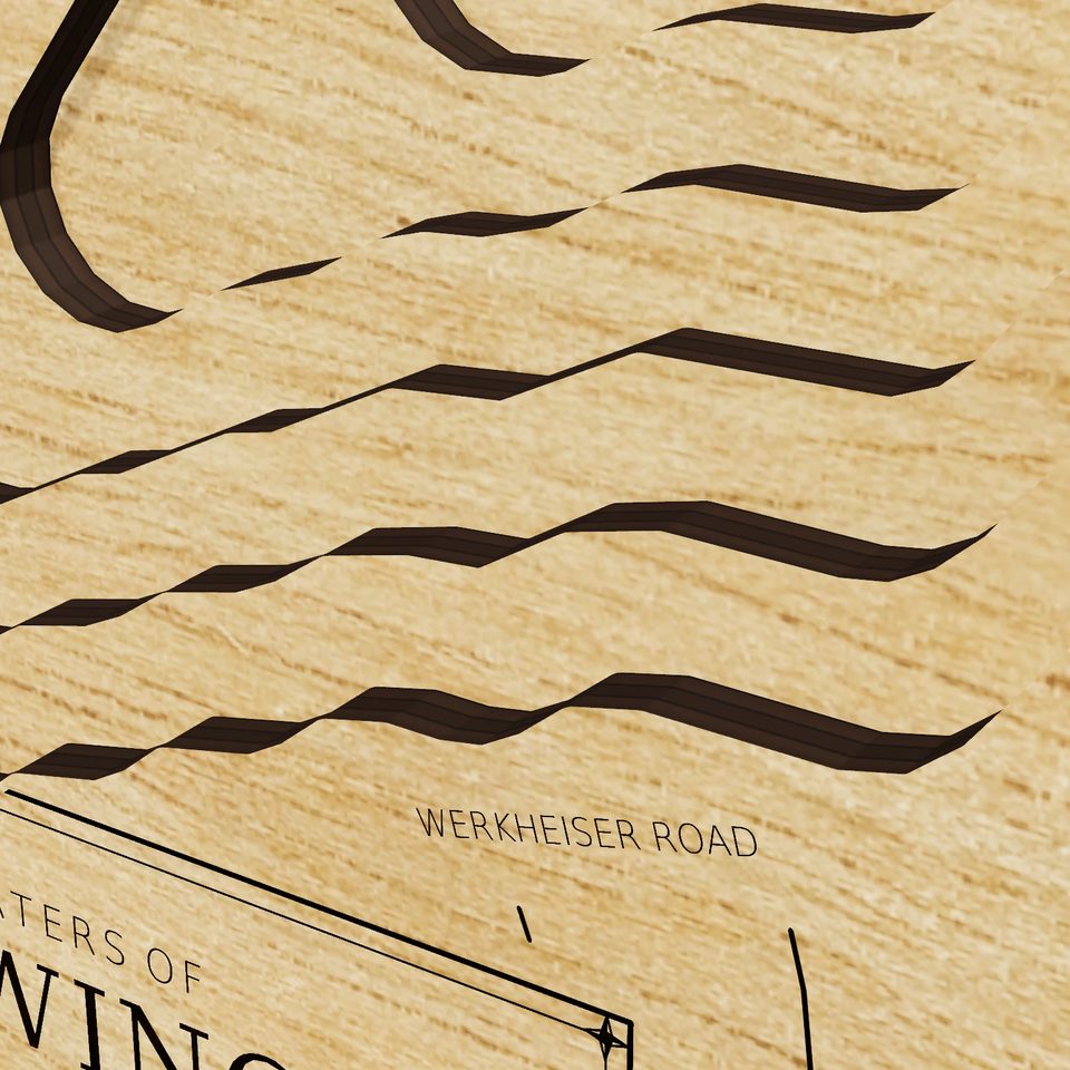 Lake Winola 3D wood map, detail view
