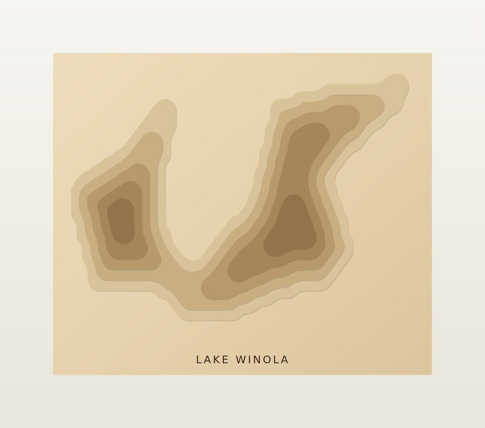 Lake Winola 3D wood map, preview view