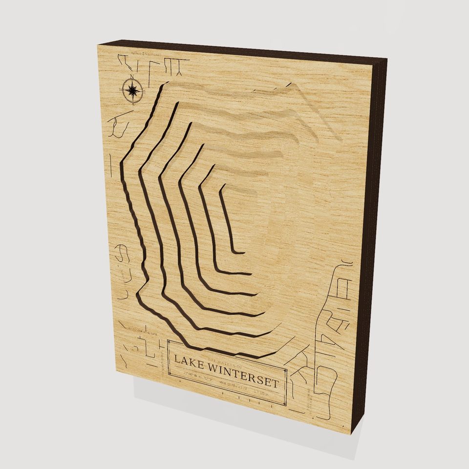 Lake Winterset 3D wood map, hero view